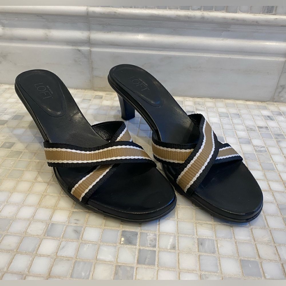 Loft Black Gold Strappy Sandals